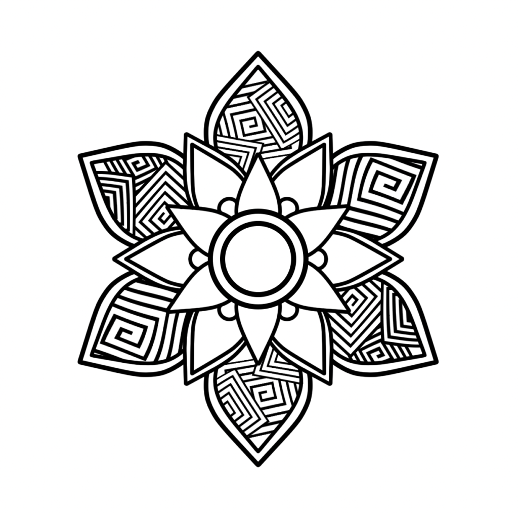 Mandala decorato con spirali quadrate