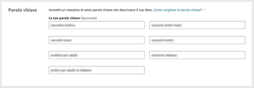Scheda parole chiave Kdp Select