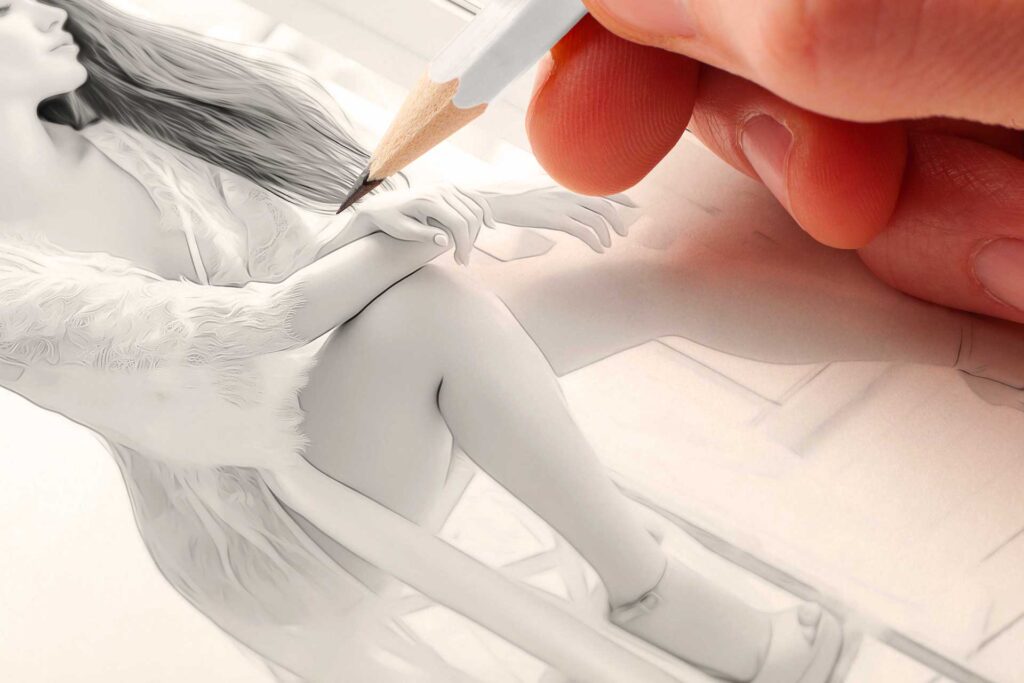Tavola Coloring Page «Donna sullo sgabello»