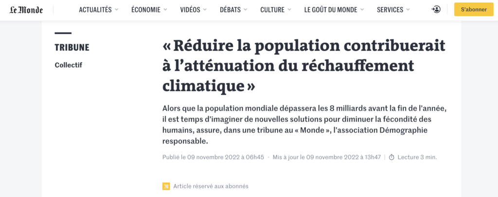 Le Monde, 9 novembre 2022