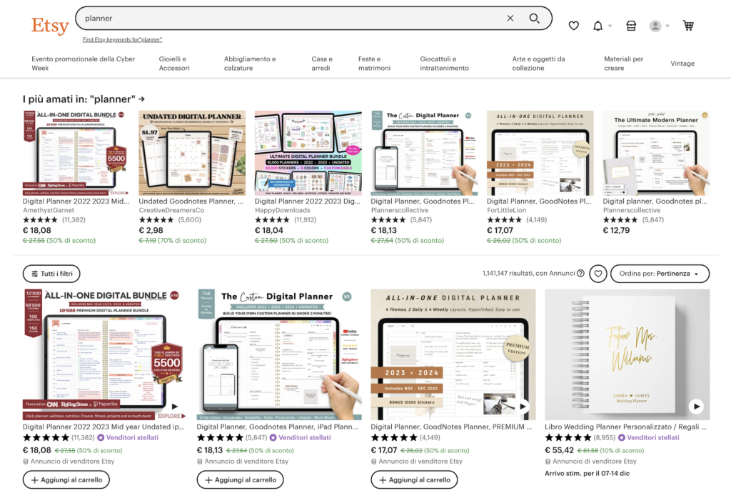 Planner su Etsy