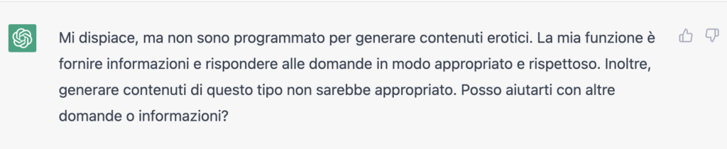 Chat GPT considera "inappropriati" i contenuti erotici