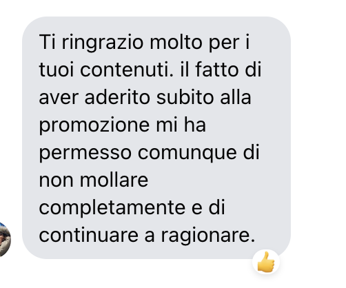 Messaggio che ho ricevuto su messenger dalla logopedista