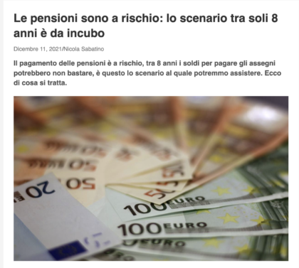 Le pensioni sono a rischio: scenario da incubo