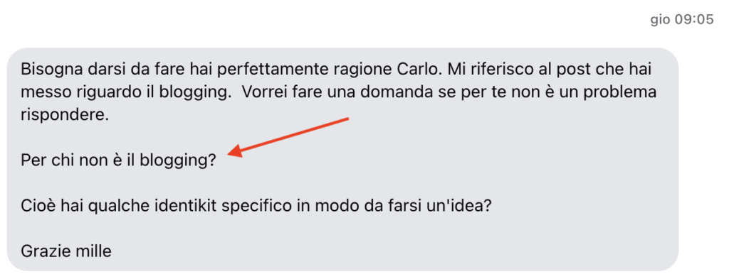 Messaggio ricevuto su Messenger