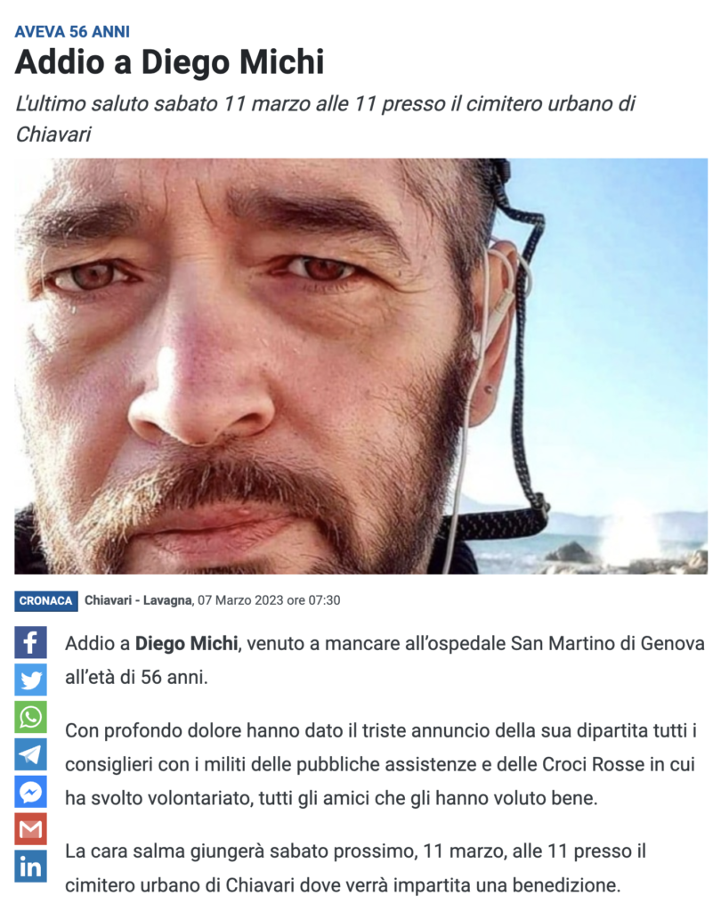 Necrologio su Diego Michi