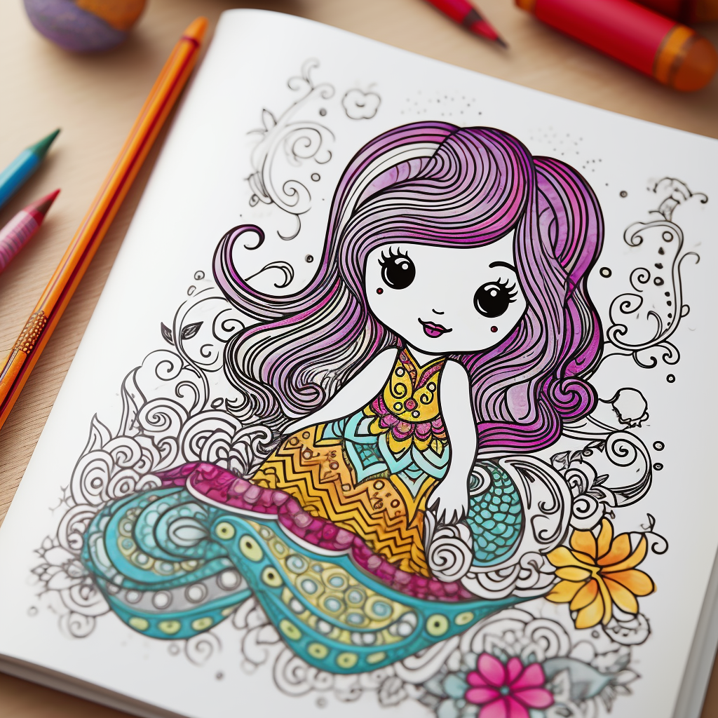 Coloring page per ragazzi con una sirena