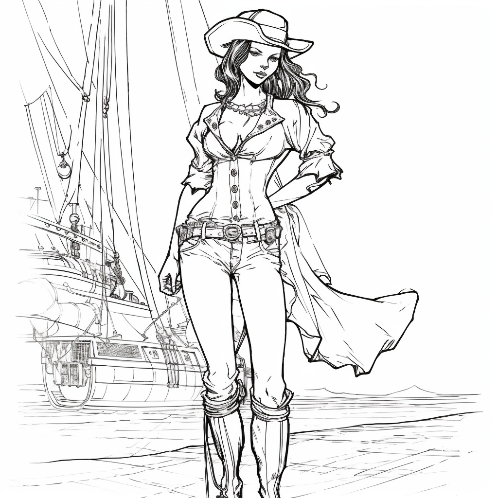Coloring page per adulti con donna pirata