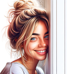 Sorride, poggiando il viso sulla porta