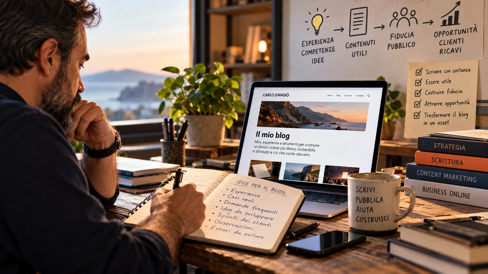 guadagnare-con-un-blog Professionista che scrive contenuti per costruire autorevolezza e guadagnare con un blog