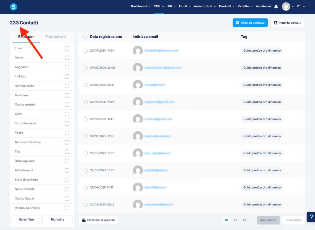 Schermata systeme.io