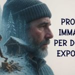 Prompt immagini doppia esposizione ChatGPT – esempio creativo di profilo con foresta innevata e lavoro del legno