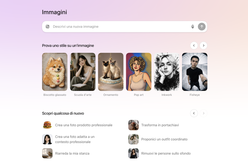 Nuova area immagini con ChatGPT