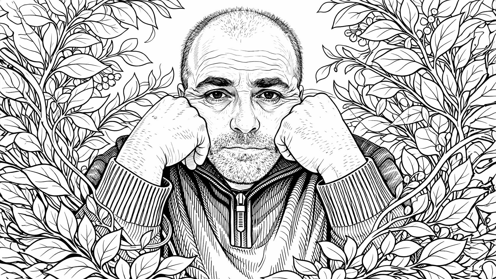 Coloring book con ChatGpt: ritratto lineart in bianco e nero generato con intelligenza artificiale, pronto per essere colorato