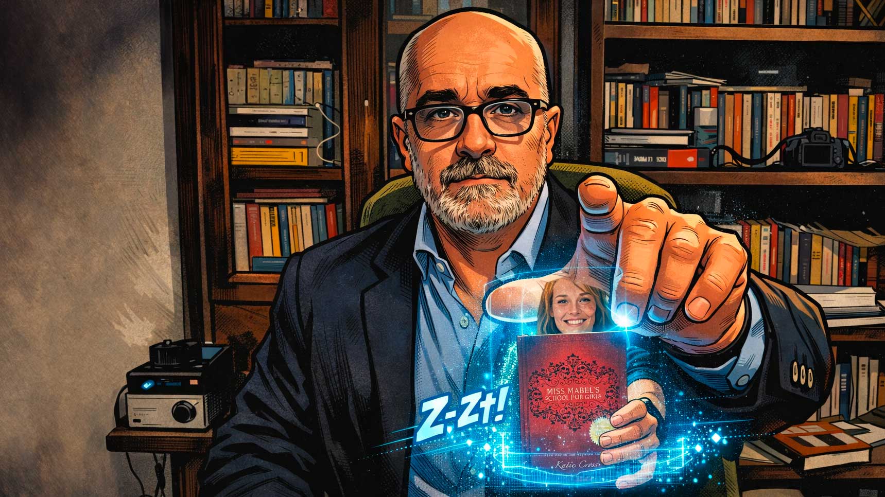 Katie Cross simbolo dell’indipendenza editoriale mentre un autore mostra il suo libro e il controllo diretto sulle vendite