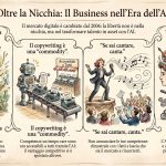 Infografica su come guadagnare con la musica AI nel 2026: la nicchia è una gabbia, il copywriting è una commodity, se sai cantare canta, trasforma le passioni in asset