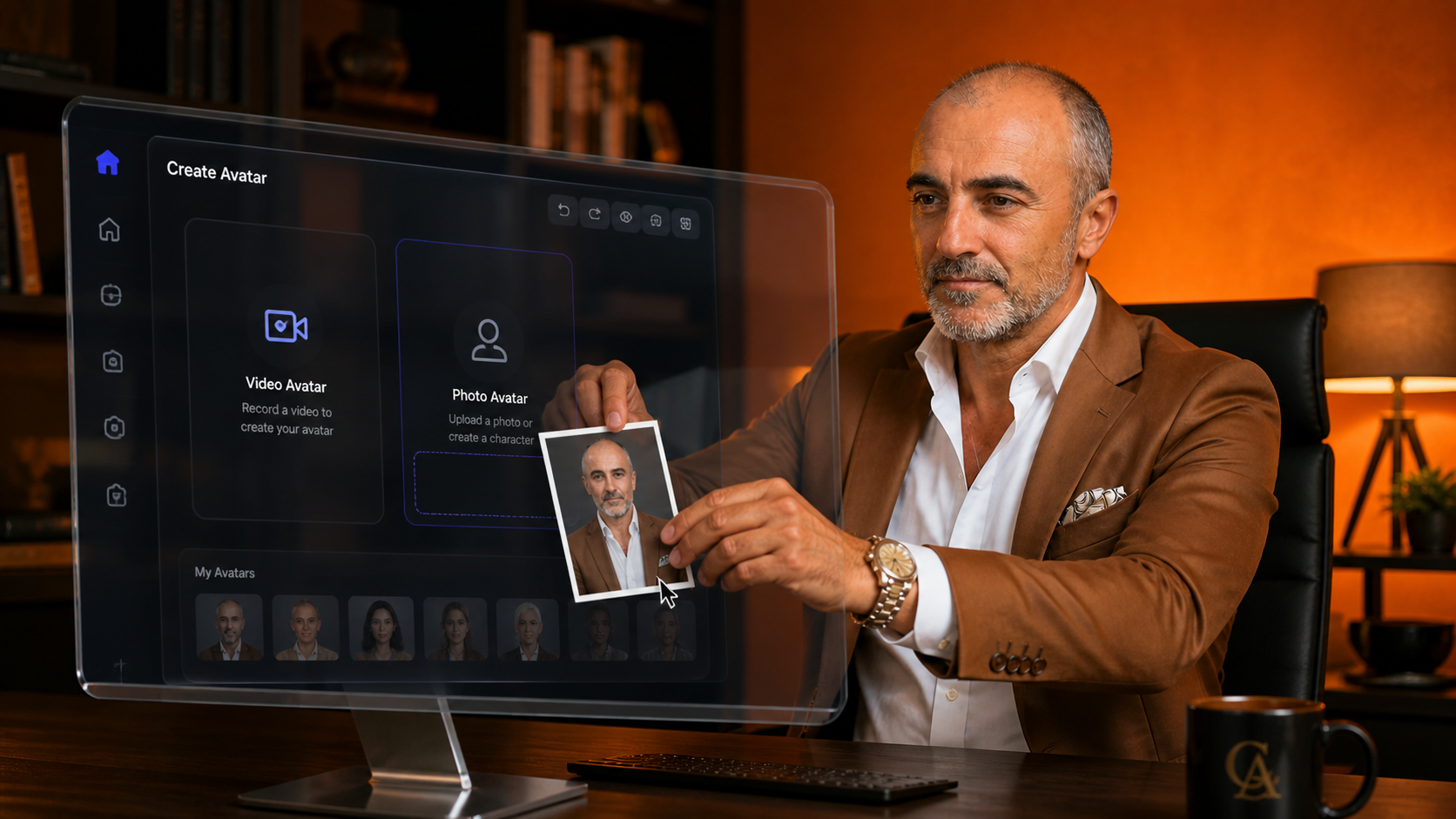Esempio pratico di come creare un avatar da una foto con AI, caricando un’immagine su un’interfaccia tipo Heygen