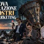 Funnel marketing obsoleto rappresentato come un relitto, circondato dalla nuova generazione di mostri del marketing
